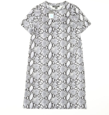 Primark Women Grey Animal Print Shift Dress Size 10