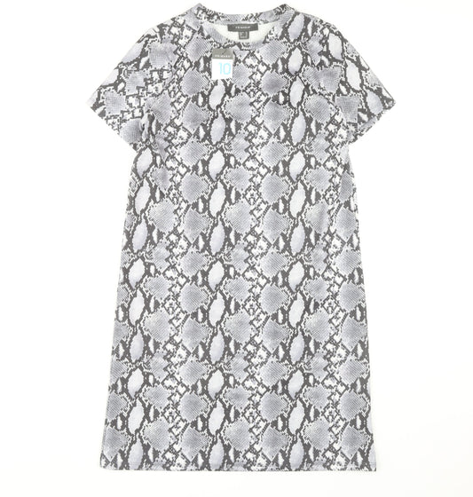 Primark Women Grey Animal Print Shift Dress Size 10