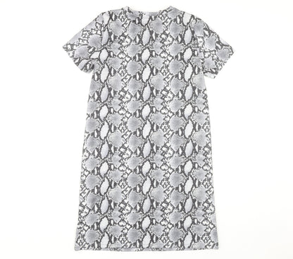Primark Women Grey Animal Print Shift Dress Size 10