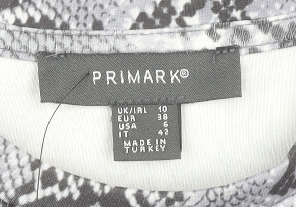 Primark Women Grey Animal Print Shift Dress Size 10