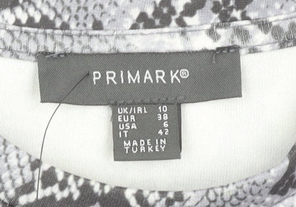 Primark Women Grey Animal Print Shift Dress Size 10