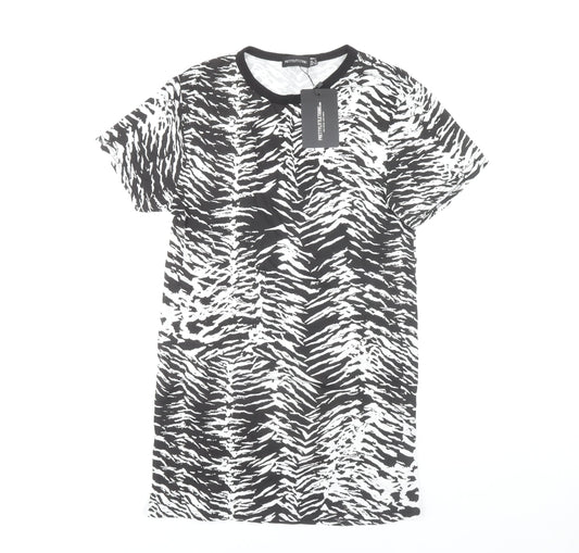 PrettyLittleThing Women's Black Animal Print T-Shirt Dress