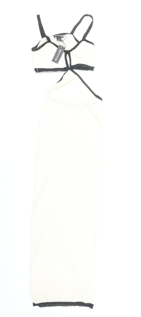 PrettyLittleThing Women’s Ivory Strappy Knit Dress S
