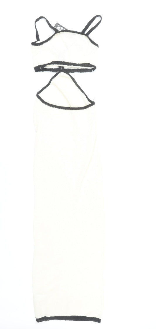 PrettyLittleThing Women’s Ivory Strappy Knit Dress S