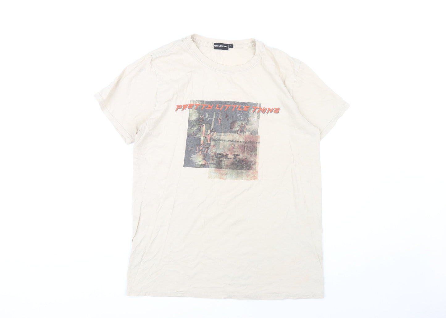 PrettyLittleThing Women's Beige T-Shirt S Casual