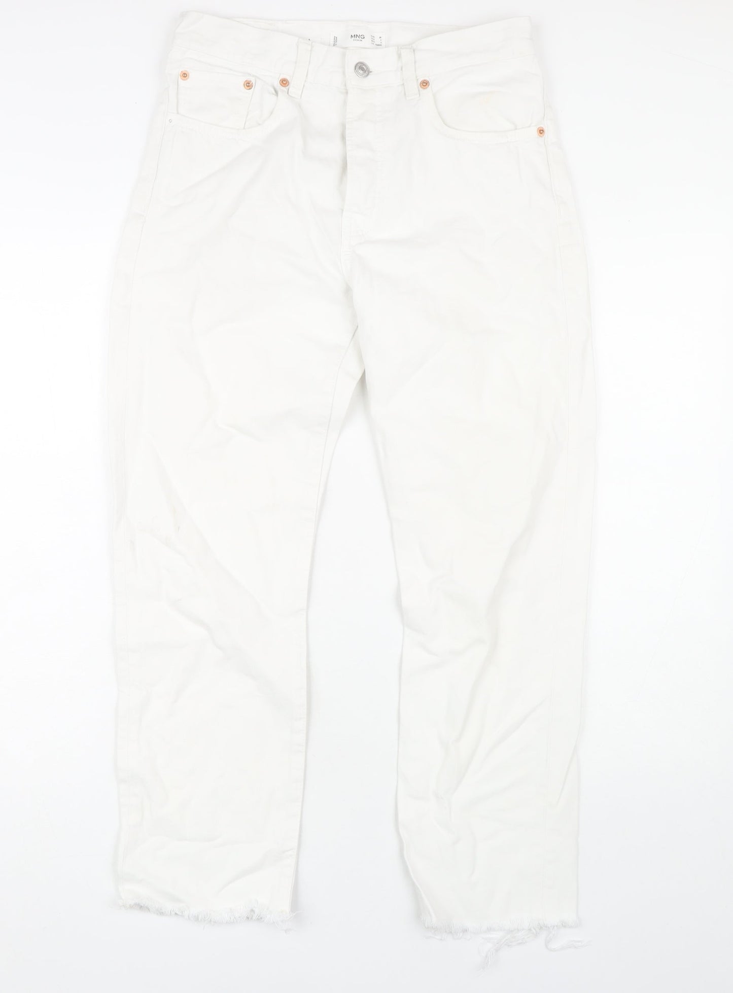 Womens UK Size 8 MNG Regular Fit Straight White Jeans