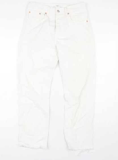 Womens UK Size 8 MNG Regular Fit Straight White Jeans