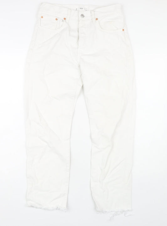 Womens UK Size 8 MNG Regular Fit Straight White Jeans