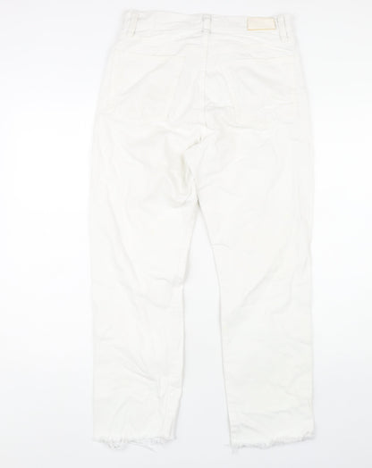 Womens UK Size 8 MNG Regular Fit Straight White Jeans