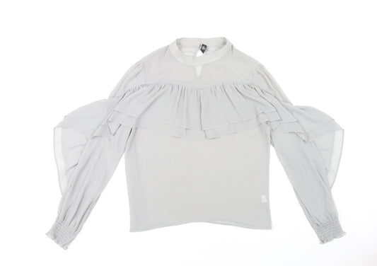 Womens UK Size 12 Missguided Grey Tunic Blouse