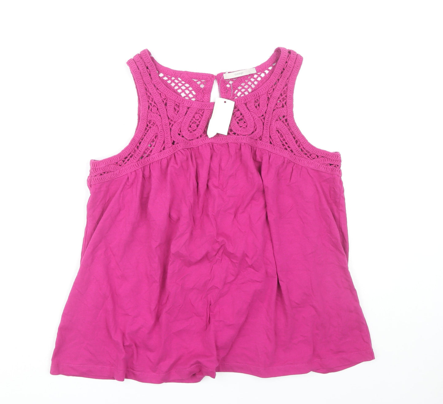 George Women's Pink Tank Top Size 16 with Crochet Accent