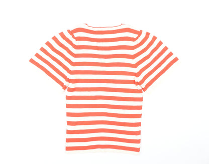 Matalan Women's Red Striped V-Neck Cropped T-Shirt Size 16