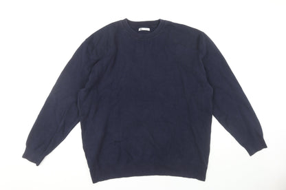 Zara Men's XL Blue Cotton Pullover Jumper
