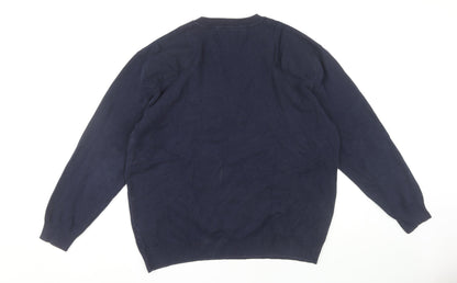 Zara Men's XL Blue Cotton Pullover Jumper