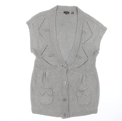 Womens UK Size M Ted Baker Grey Cardigan Jumper