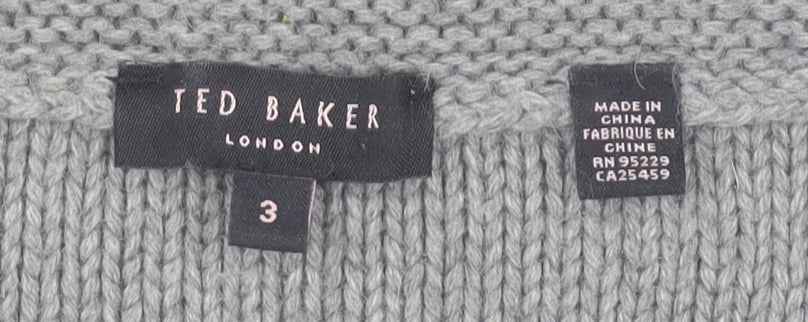 Womens UK Size M Ted Baker Grey Cardigan Jumper