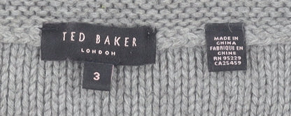 Womens UK Size M Ted Baker Grey Cardigan Jumper