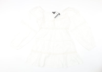 Boohoo Women's White Off Shoulder Dress Size 12
