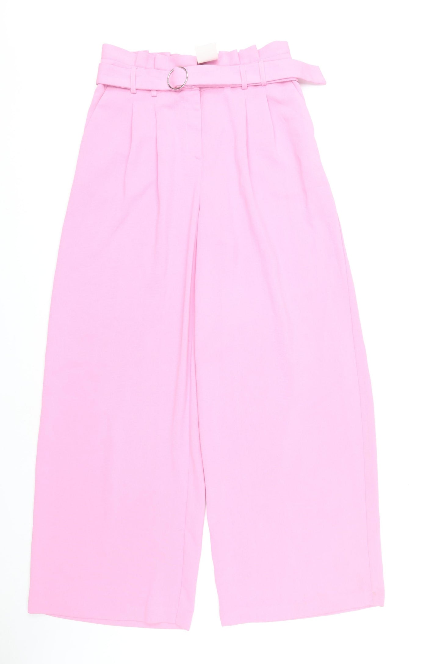 Primark Pink Wide-Leg Belted Trousers, Size 12 Women