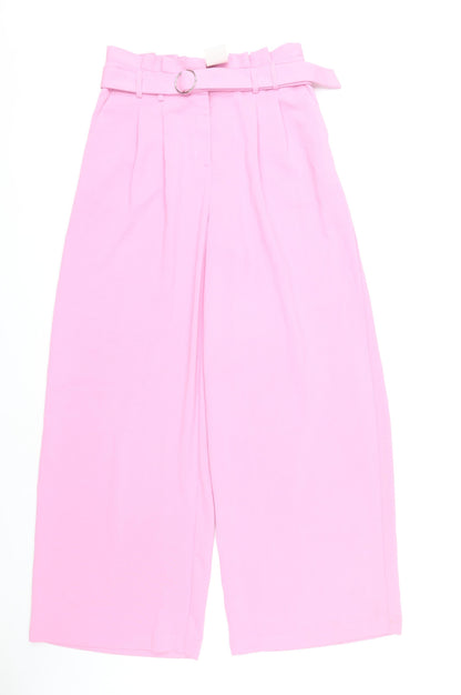 Primark Pink Wide-Leg Belted Trousers, Size 12 Women