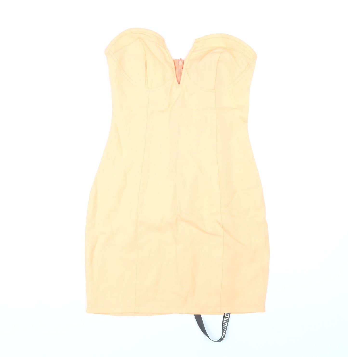 PrettyLittleThing Women's Orange Bodycon Dress, Size 6