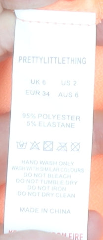 PrettyLittleThing Women's Orange Bodycon Dress, Size 6