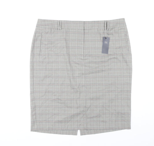 Marks and Spencer Grey Checked Pencil Skirt Size 22