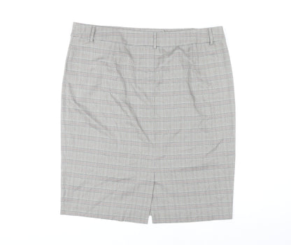 Marks and Spencer Grey Checked Pencil Skirt Size 22
