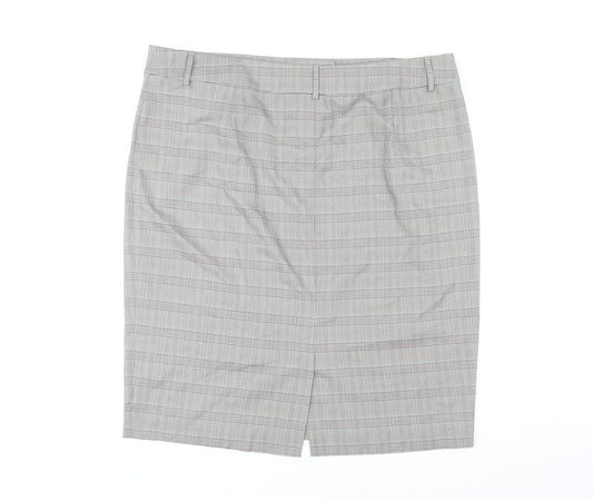 Marks and Spencer Grey Checked Pencil Skirt Size 22