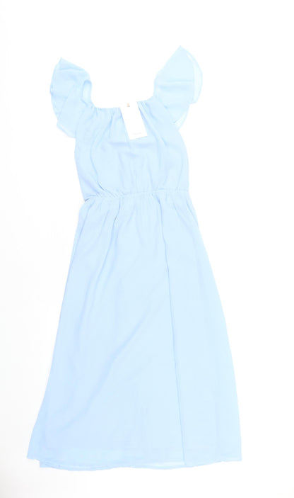 Grace Karin Teens Blue Flutter Sleeve Dress