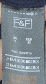 F&F Women's Blue Wide-Leg Trousers Size 14