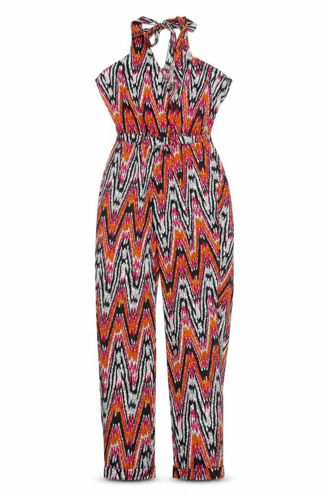 Front view of Internacionale Women’s Multicoloured Jumpsuit, size UK 10, Geometric