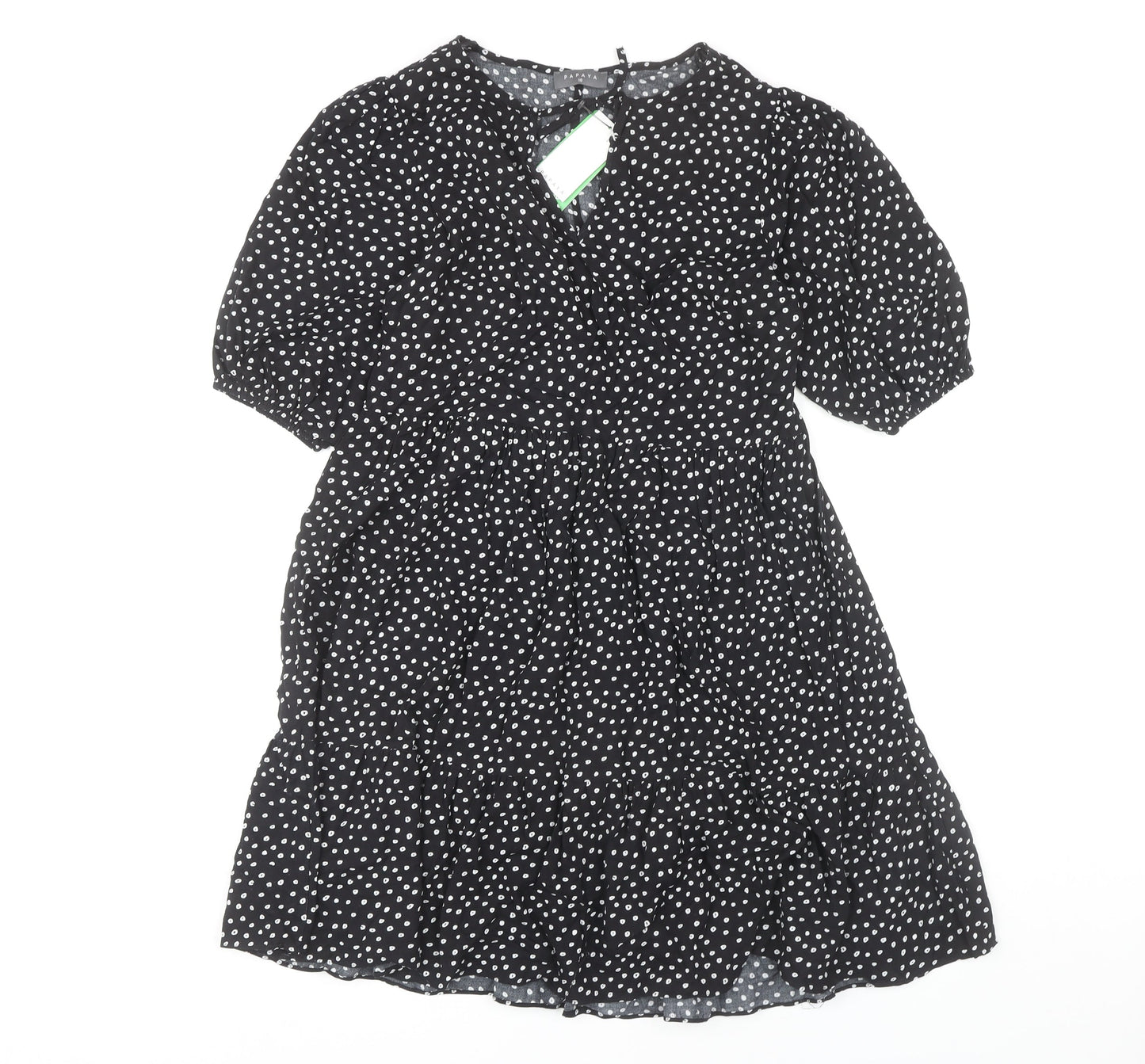 Papaya Women's Black Polka Dot A-Line Dress Size 10