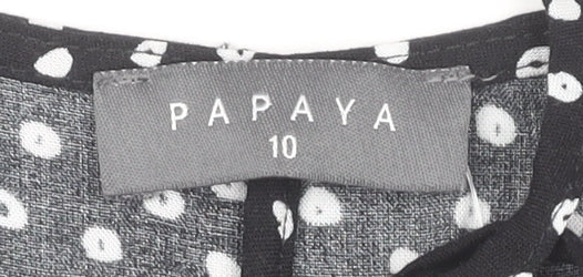 Papaya Women's Black Polka Dot A-Line Dress Size 10