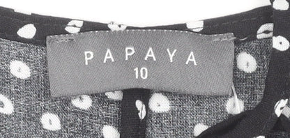 Papaya Women's Black Polka Dot A-Line Dress Size 10