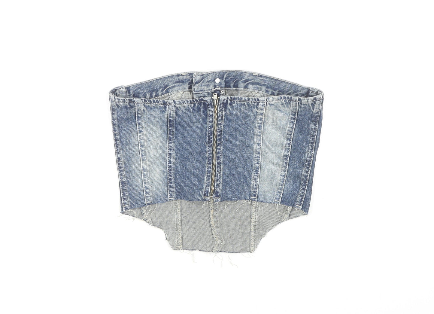PrettyLittleThing Women's Blue Cropped Denim Top Size 4