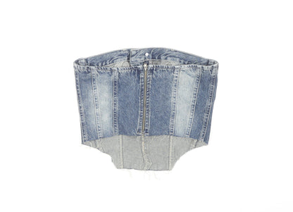 PrettyLittleThing Women's Blue Cropped Denim Top Size 4