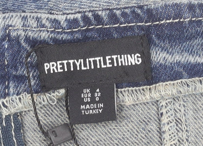 PrettyLittleThing Women's Blue Cropped Denim Top Size 4