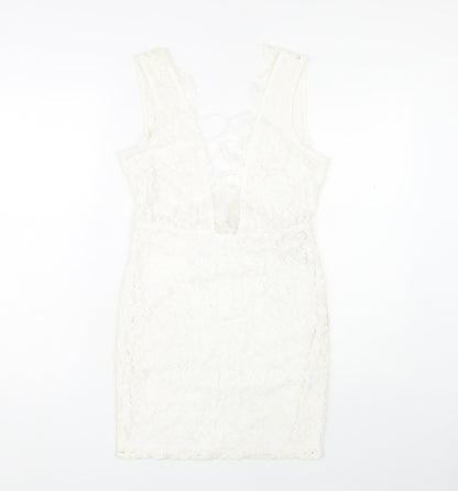 Missguided Womens Ivory Short Sheath Dress Size 8