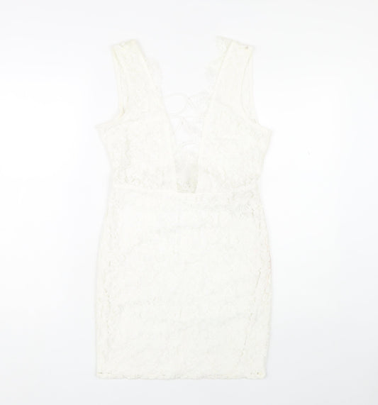 Missguided Womens Ivory Short Sheath Dress Size 8
