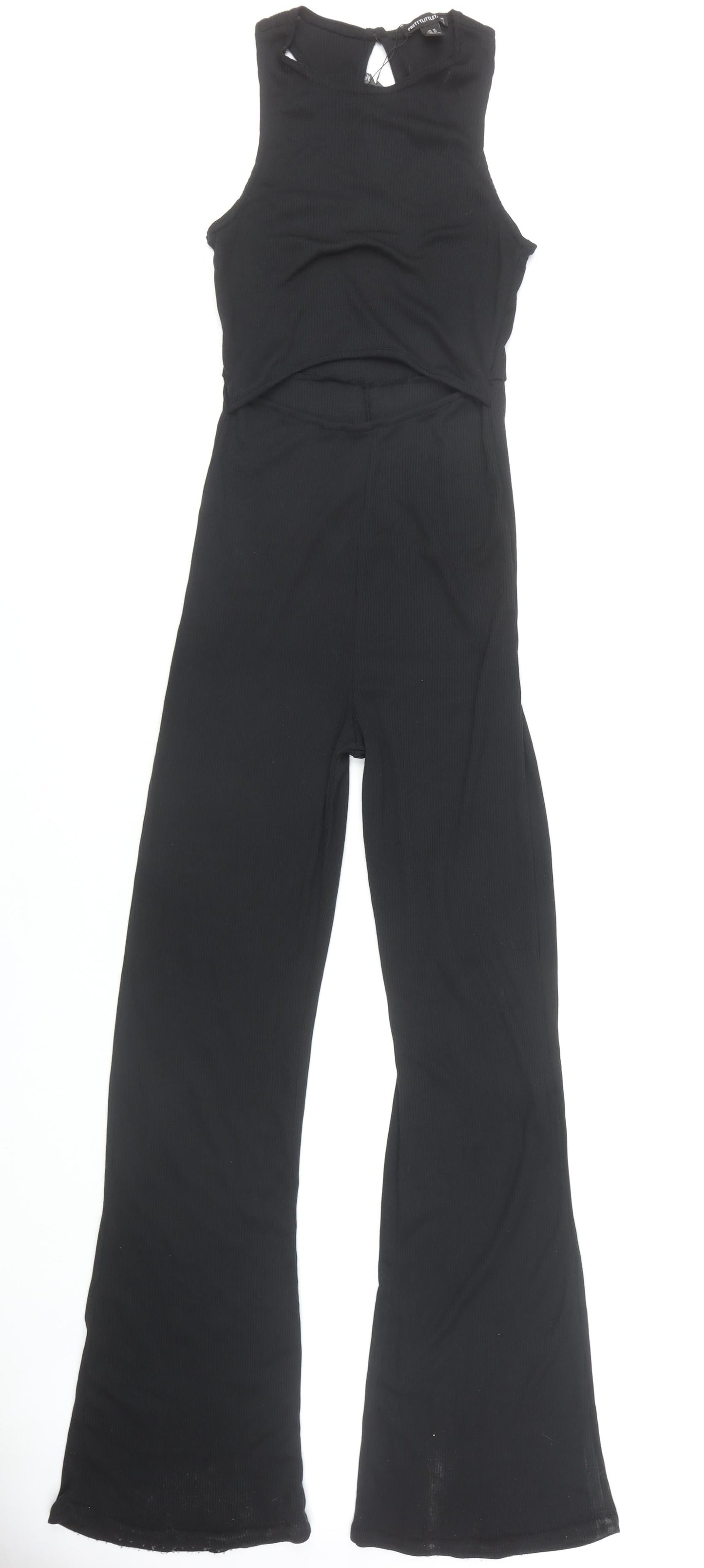 PrettyLittleThing Women's Black Jumpsuit Flared Sleeveless Size 10