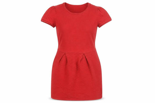 Kew 159 Red Cotton Women's Short Sleeve Dress - L