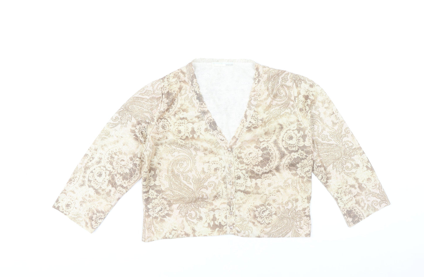 Amaranto Women's Beige Paisley Cardigan Size 14