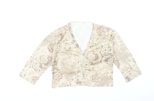Amaranto Women's Beige Paisley Cardigan Size 14