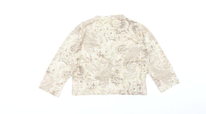 Amaranto Women's Beige Paisley Cardigan Size 14