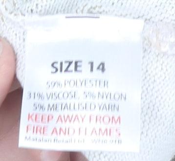 Amaranto Women's Beige Paisley Cardigan Size 14