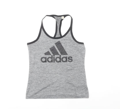 Adidas Women's Grey Racerback Tank, Size S, Athletic Fit