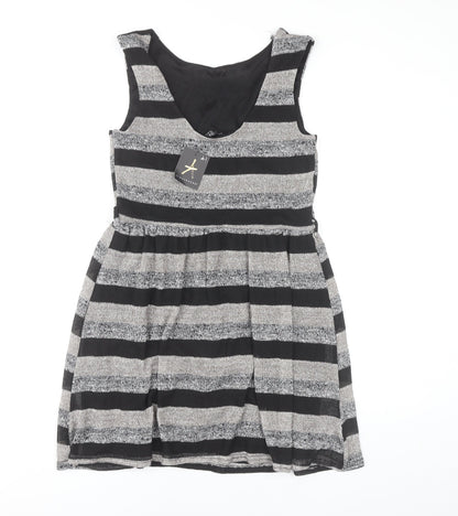 Atmosphere Women's Black Striped Sleeveless Dress, Size 12