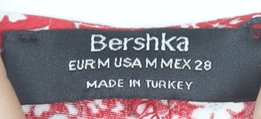 Bershka Women's Red Floral Playsuit, Size 12