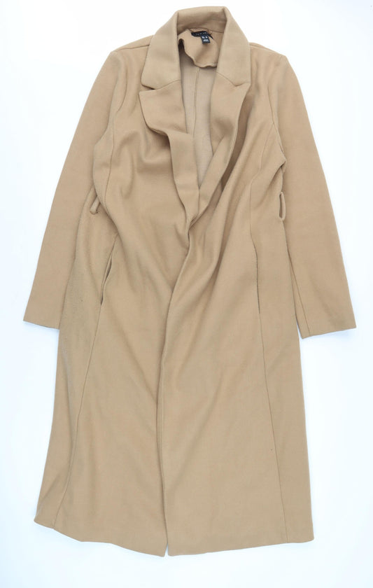New Look Women's Beige Long Overcoat, Size 12